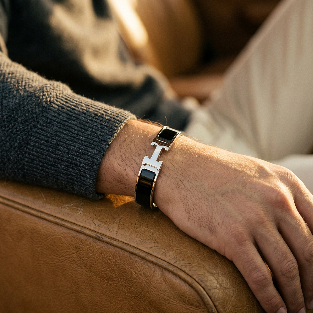 Signature H-Clasp Bangle – Minimalist & Secure Lock